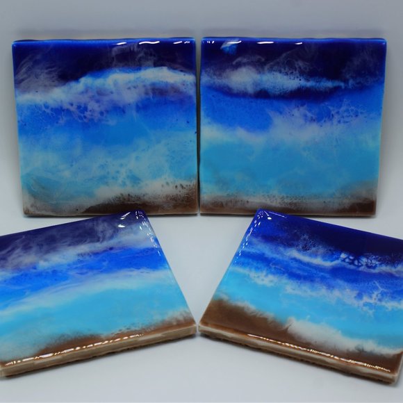 NWOT Ocean Wave Coaster Set, Ceramic Coasters - Picture 2 of 7